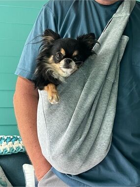 Light Gray Pet Sling Carrier - Cozy Hands-Free Dog Sling